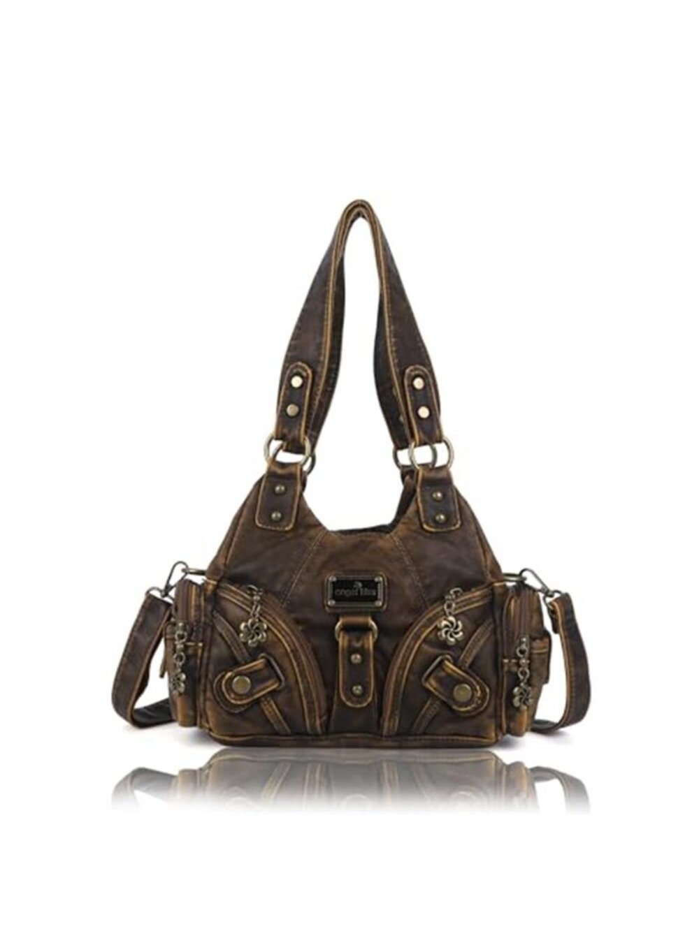 Womens Vegan Leather Crossbody Bag Multi Pocket Shoulder Handbag Satchel Purse